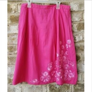 Ann Taylor SZ 6 Pink Embroidered Skirt Side Zip